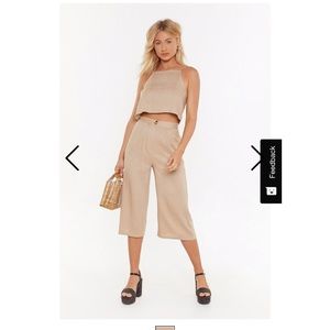 high neck cami + culotte linen co-cord